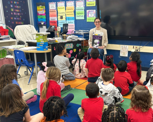  OKCPS communications manager and OKCPS parent Juliana Gutiérrez reads “Creepy Crayon” 
